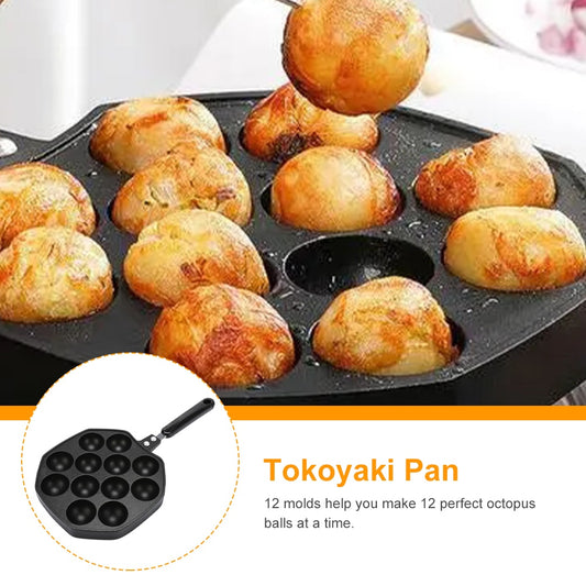 Takoyaki Pan, 12 Molds Cavities Aluminum Alloy